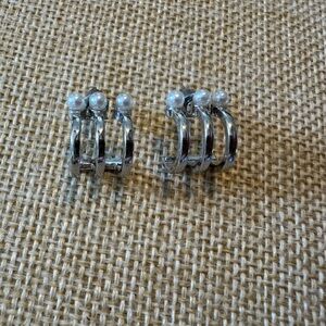 Plunder Silver and White Pearl Earrings